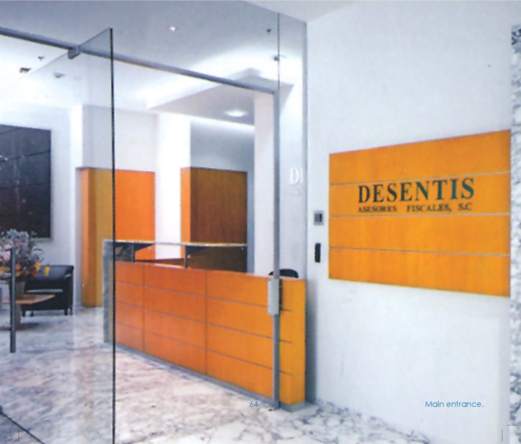 Office Sign with Glass designed for Interior of Desentis office